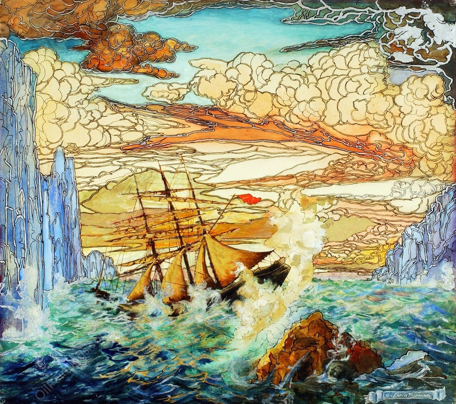 Shipwreck  by Da Loria Norman - Hand-Painted Oil Painting Reproduction