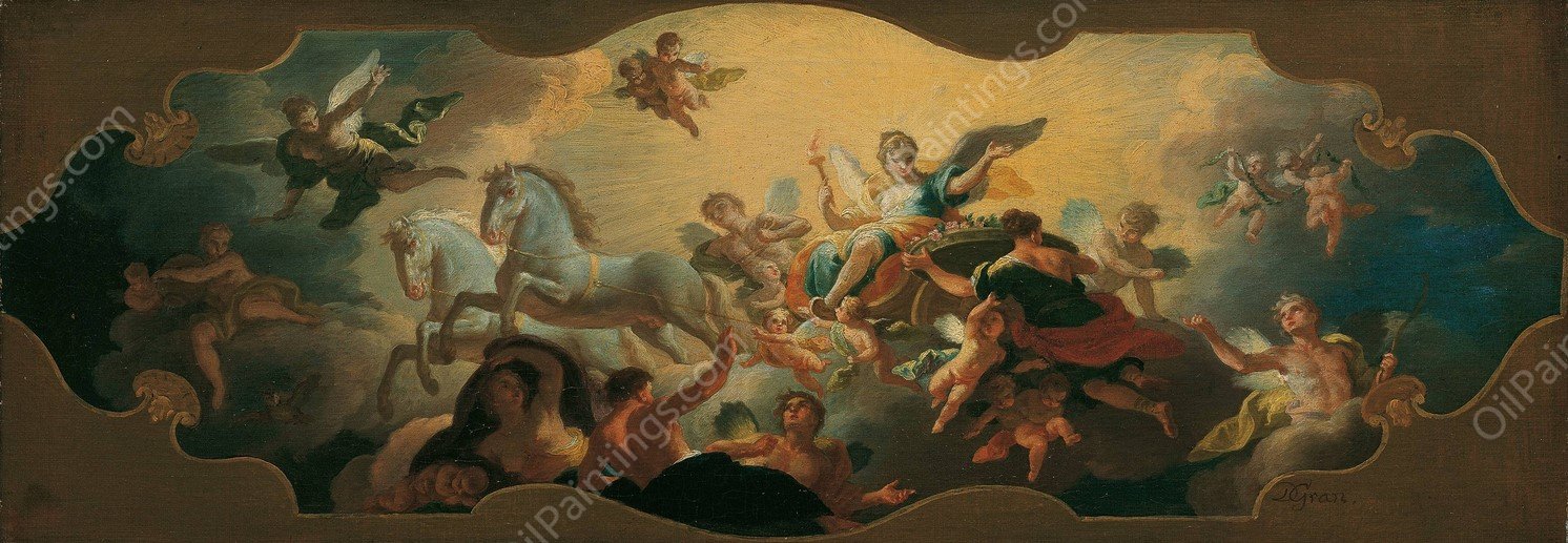 Allegorie des Morgens; Aurora im Triumphwagen  by Daniel Gran - Hand-Painted Oil Painting Reproduction