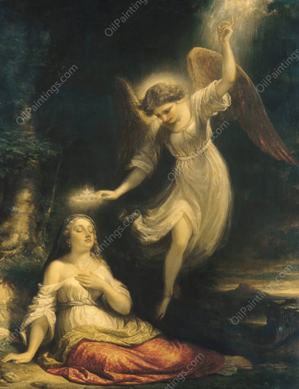 Mercy's Dream  by Daniel Huntington - Hand-Painted Oil Painting Reproduction