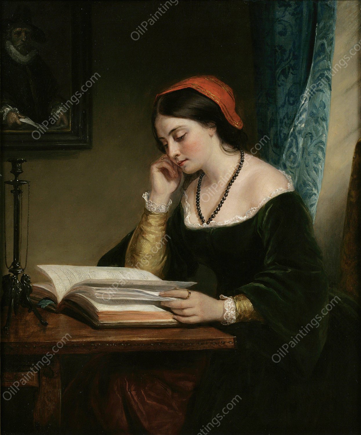 The Fair Student  by Daniel Huntington - Hand-Painted Oil Painting Reproduction