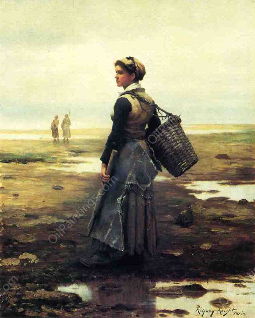 Clamming by Daniel Ridgway Knight - Hand-Painted Oil Painting Reproduction