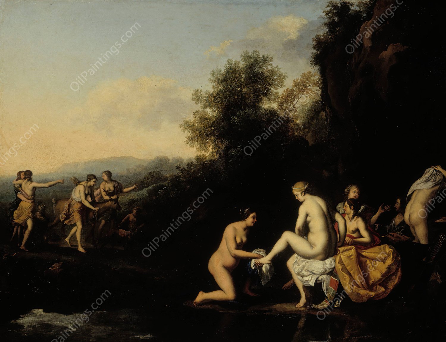 Diana With Bathing Nymphs  by Daniel Vertangen - Hand-Painted Oil Painting Reproduction