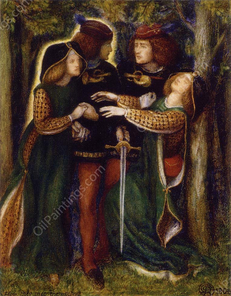 How They Met Themselves by Dante Gabriel Rossetti - Hand-Painted Oil Painting Reproduction