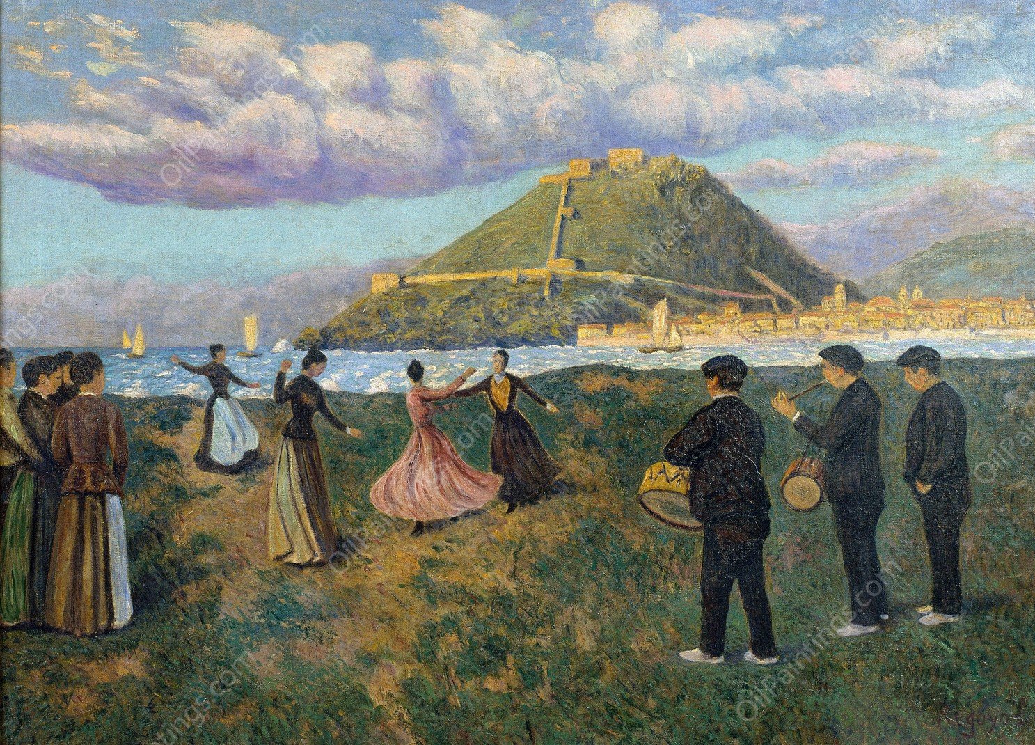 Basque Celebration  by Dario De Regoyos - Hand-Painted Oil Painting Reproduction