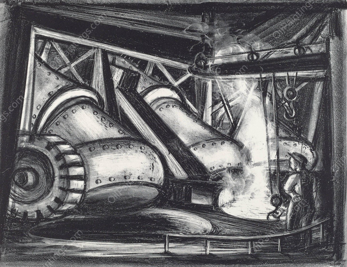 Copper Smelters  by David Burke - Hand-Painted Oil Painting Reproduction