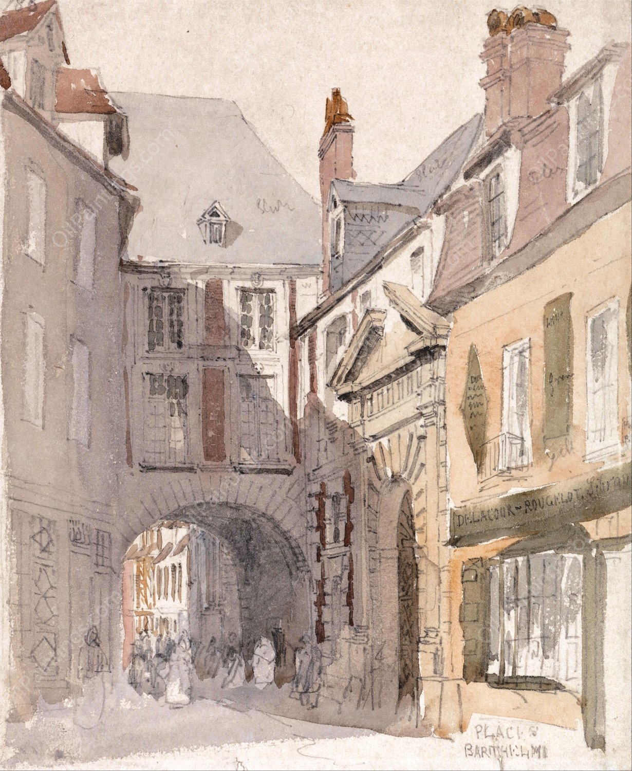 Place St. Barthelemy, Rouen  by David Cox - Hand-Painted Oil Painting Reproduction