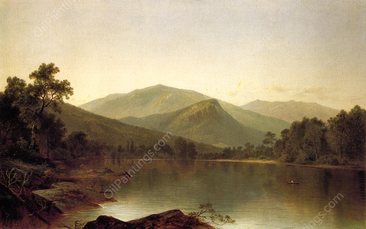 View on the Androscoggin River, Maine by David Johnson - Hand-Painted Oil Painting Reproduction