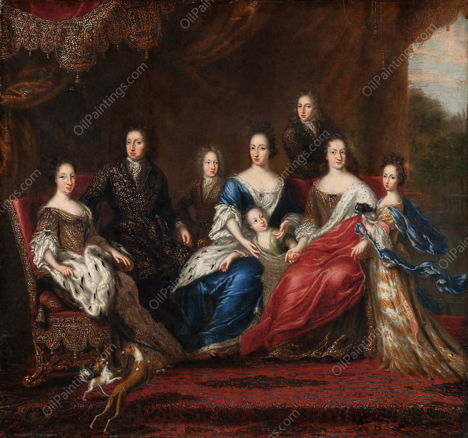 Charles XI's family with relatives from the duchy Holstein-Gottorp by David Klocker Ehrenstrahl - Hand-Painted Oil Painting Reproduction