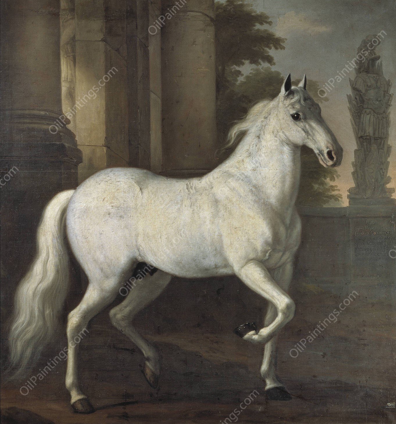 Karl XI's horse Brilliant  by David Klocker Ehrenstrahl - Hand-Painted Oil Painting Reproduction