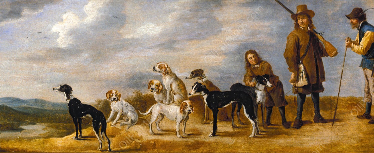 A Hunter with Eight Hounds  by David Teniers The Younger - Hand-Painted Oil Painting Reproduction