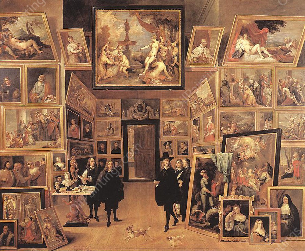 Archduke Leopold Wilhelm in His Gallery by David Teniers The Younger - Hand-Painted Oil Painting Reproduction