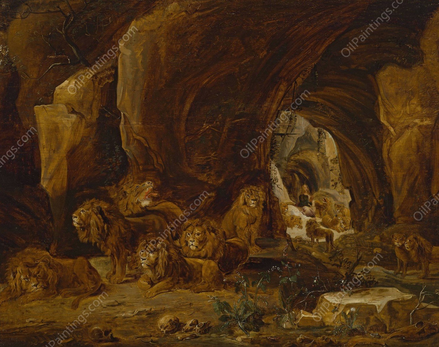 Daniel in the Lions' Den  by David Teniers The Younger - Hand-Painted Oil Painting Reproduction
