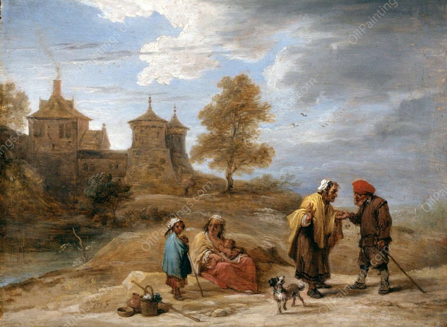 Gypsies in a Landscape by David Teniers The Younger - Hand-Painted Oil Painting Reproduction
