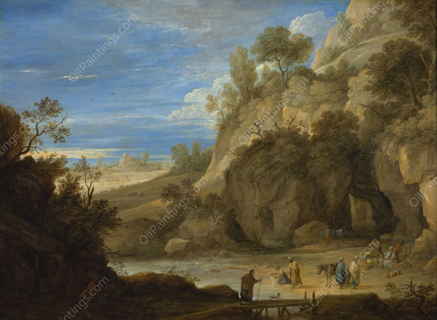 Landscape with a Gipsy camp  by David Teniers The Younger - Hand-Painted Oil Painting Reproduction