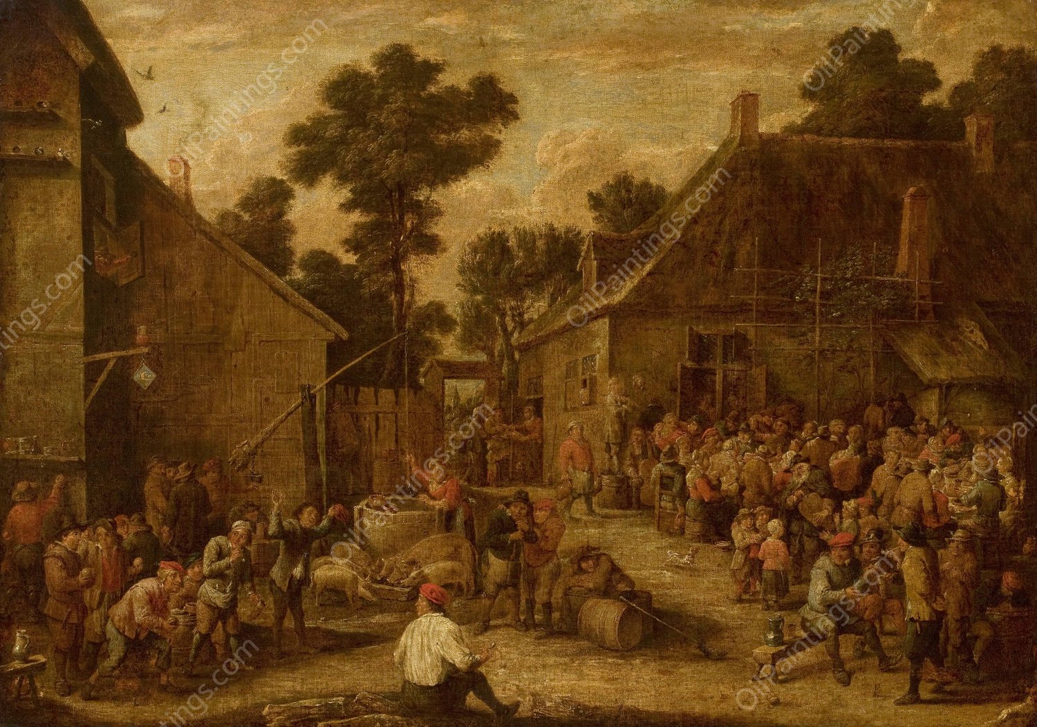 Merry-making in the countryside by David Teniers The Younger - Hand-Painted Oil Painting Reproduction