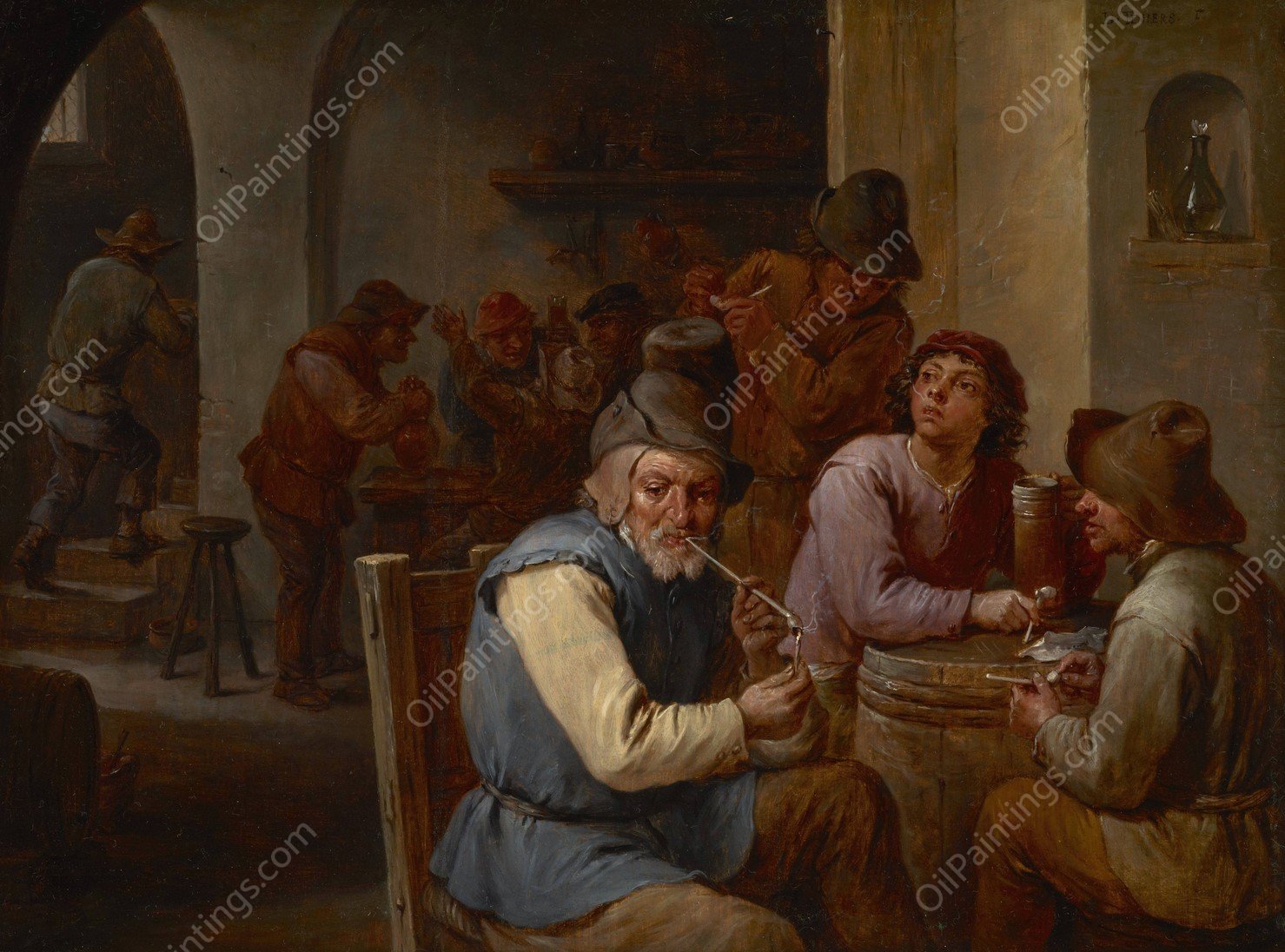 The Country Pub  by David Teniers The Younger - Hand-Painted Oil Painting Reproduction