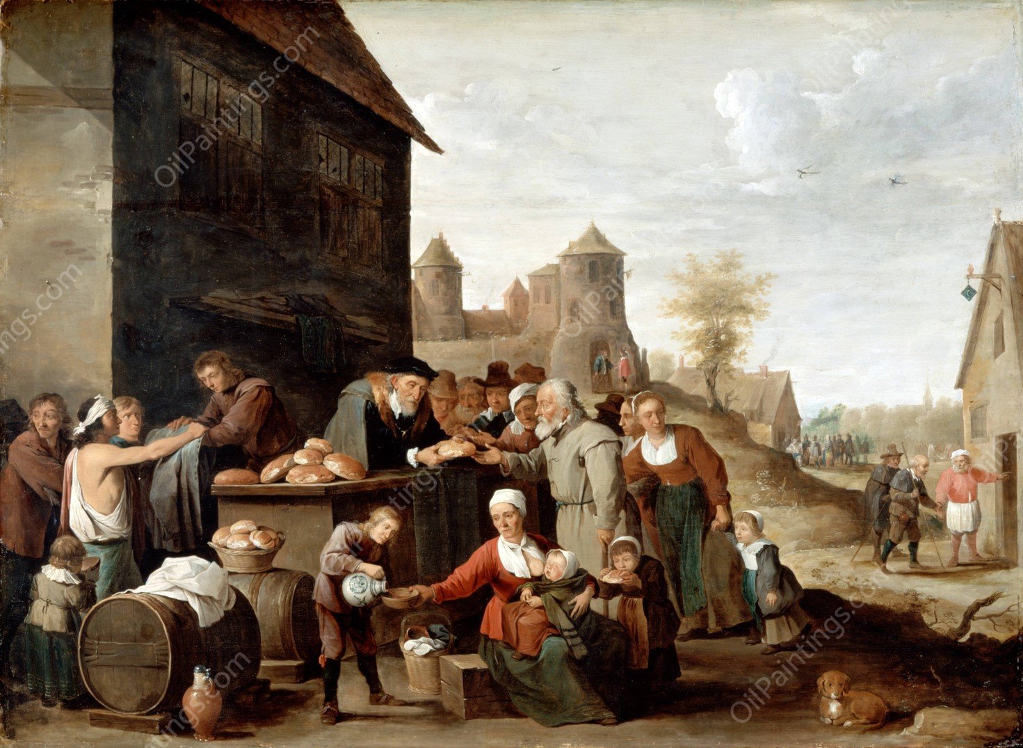 The Seven Corporal Works of Mercy by David Teniers The Younger - Hand-Painted Oil Painting Reproduction