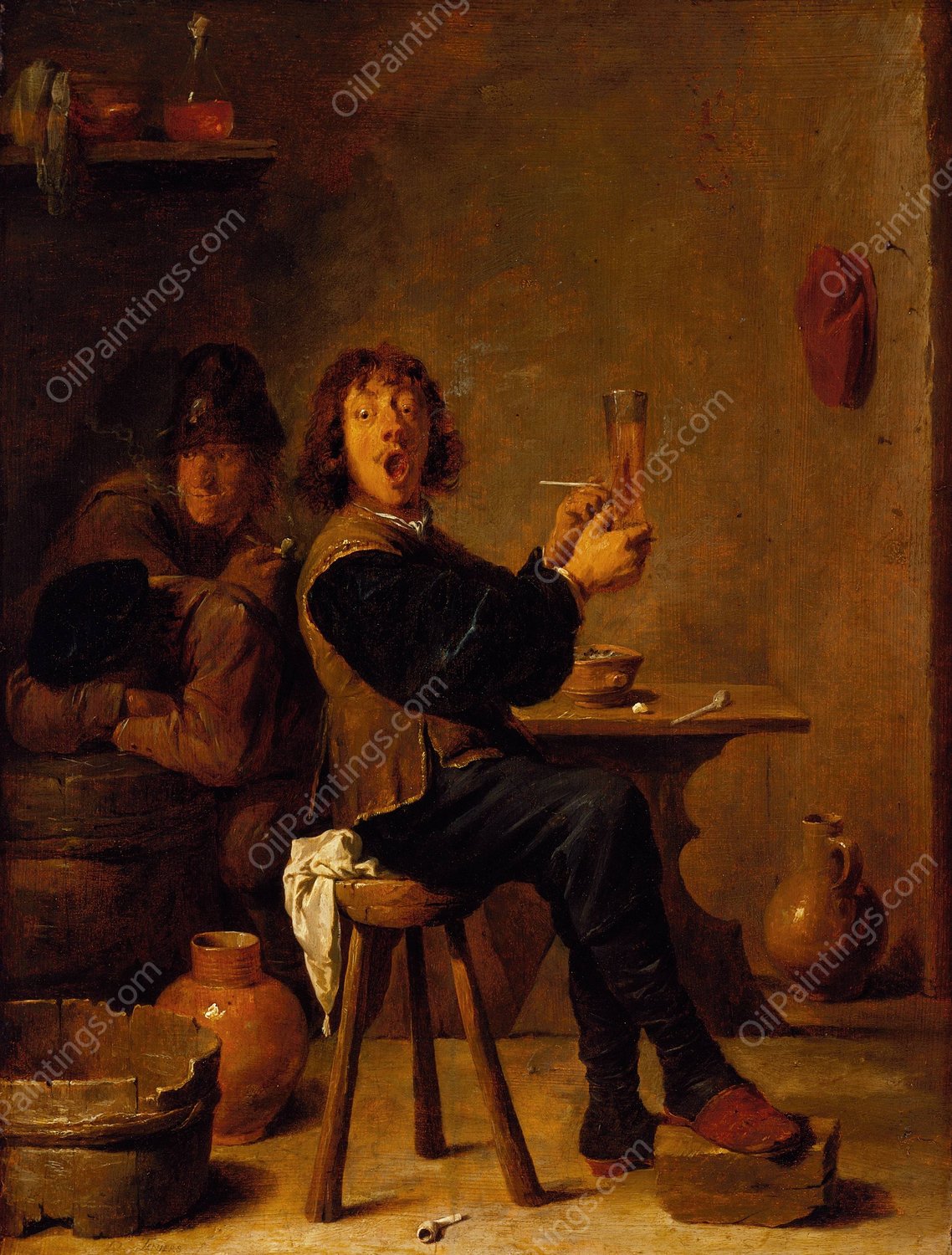 The Smoker  by David Teniers The Younger - Hand-Painted Oil Painting Reproduction