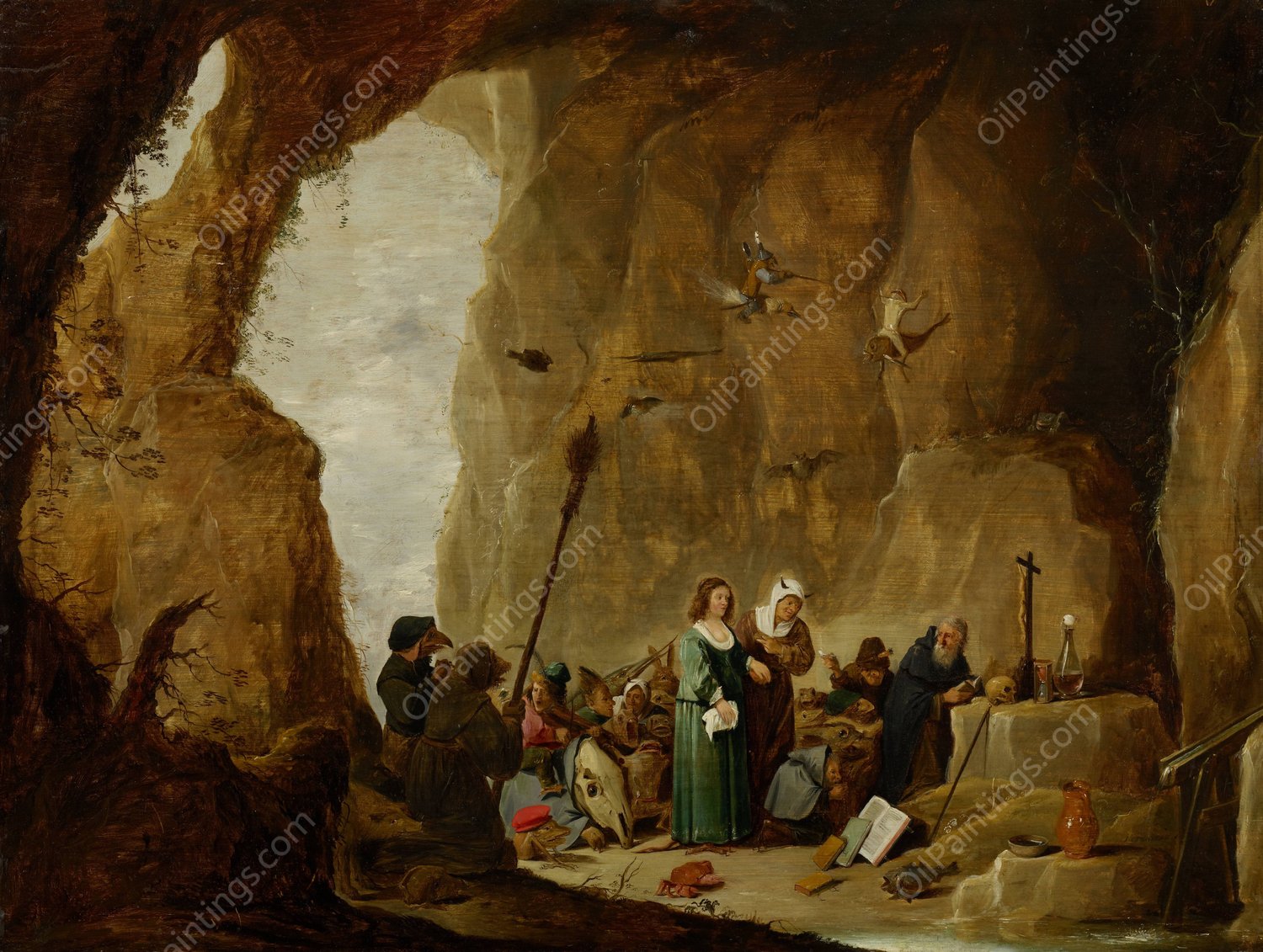 The Temptation of St. Anthony  by David Teniers The Younger - Hand-Painted Oil Painting Reproduction