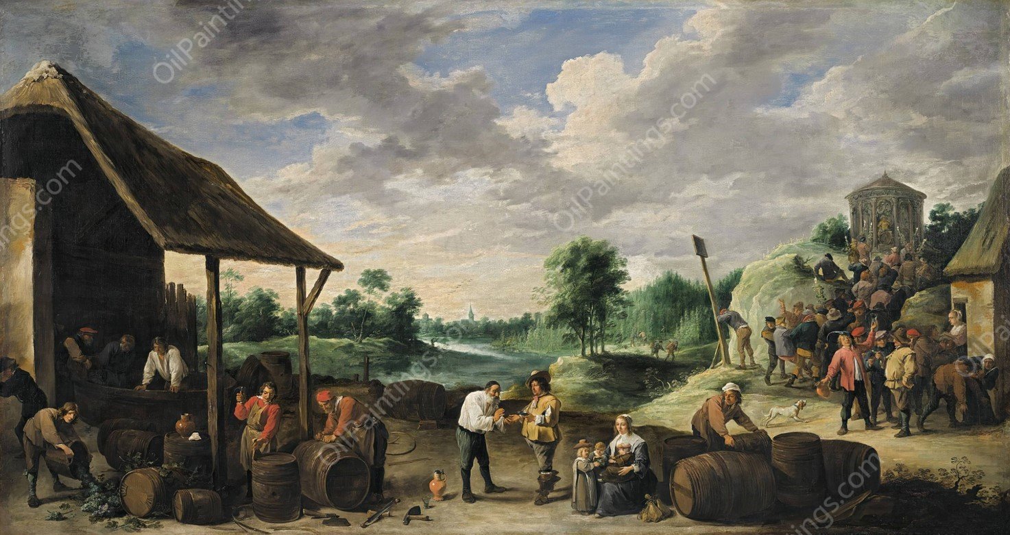 The Wine Harvest by David Teniers The Younger - Hand-Painted Oil Painting Reproduction