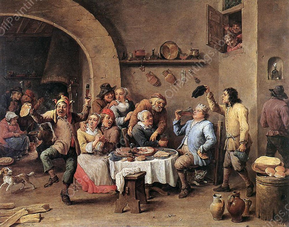 Twelfth-Night The King Drinks by David Teniers The Younger - Hand-Painted Oil Painting Reproduction