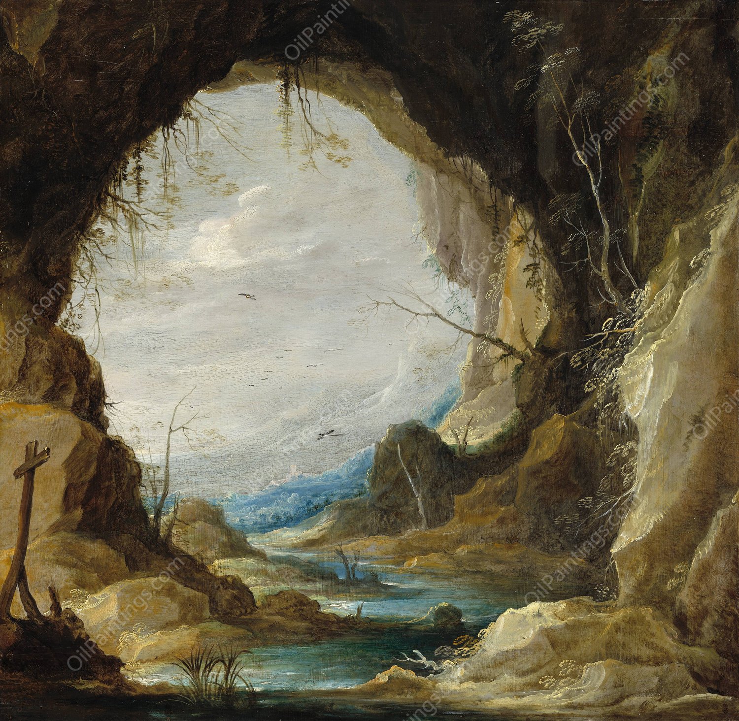 Vista from a Grotto  by David Teniers The Younger - Hand-Painted Oil Painting Reproduction