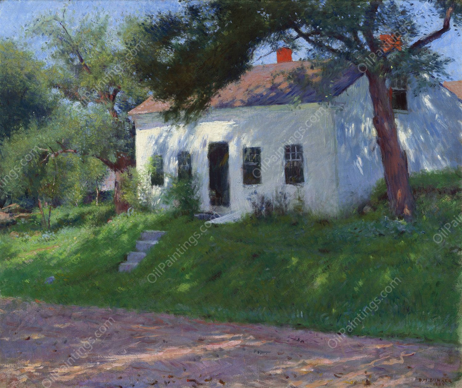 Roadside Cottage  by Dennis Miller Bunker - Hand-Painted Oil Painting Reproduction