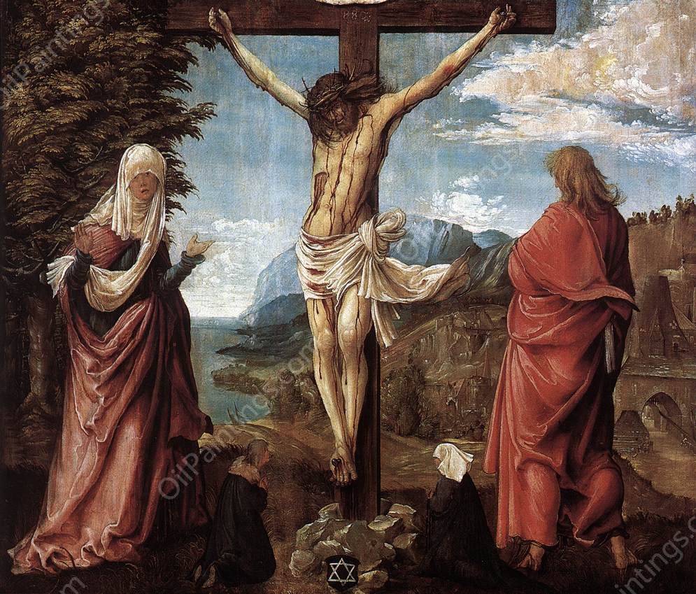 Christ On The Cross Between Mary And St. John by Denys Van Alsloot - Hand-Painted Oil Painting Reproduction