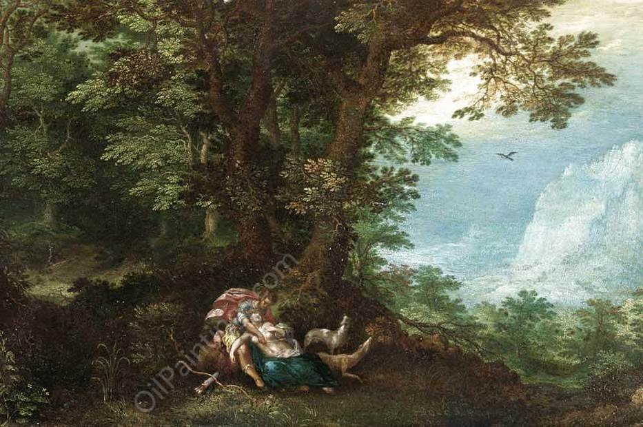 Extensive Wooded Landscape with Cephalus and Procris by Denys Van Alsloot - Hand-Painted Oil Painting Reproduction