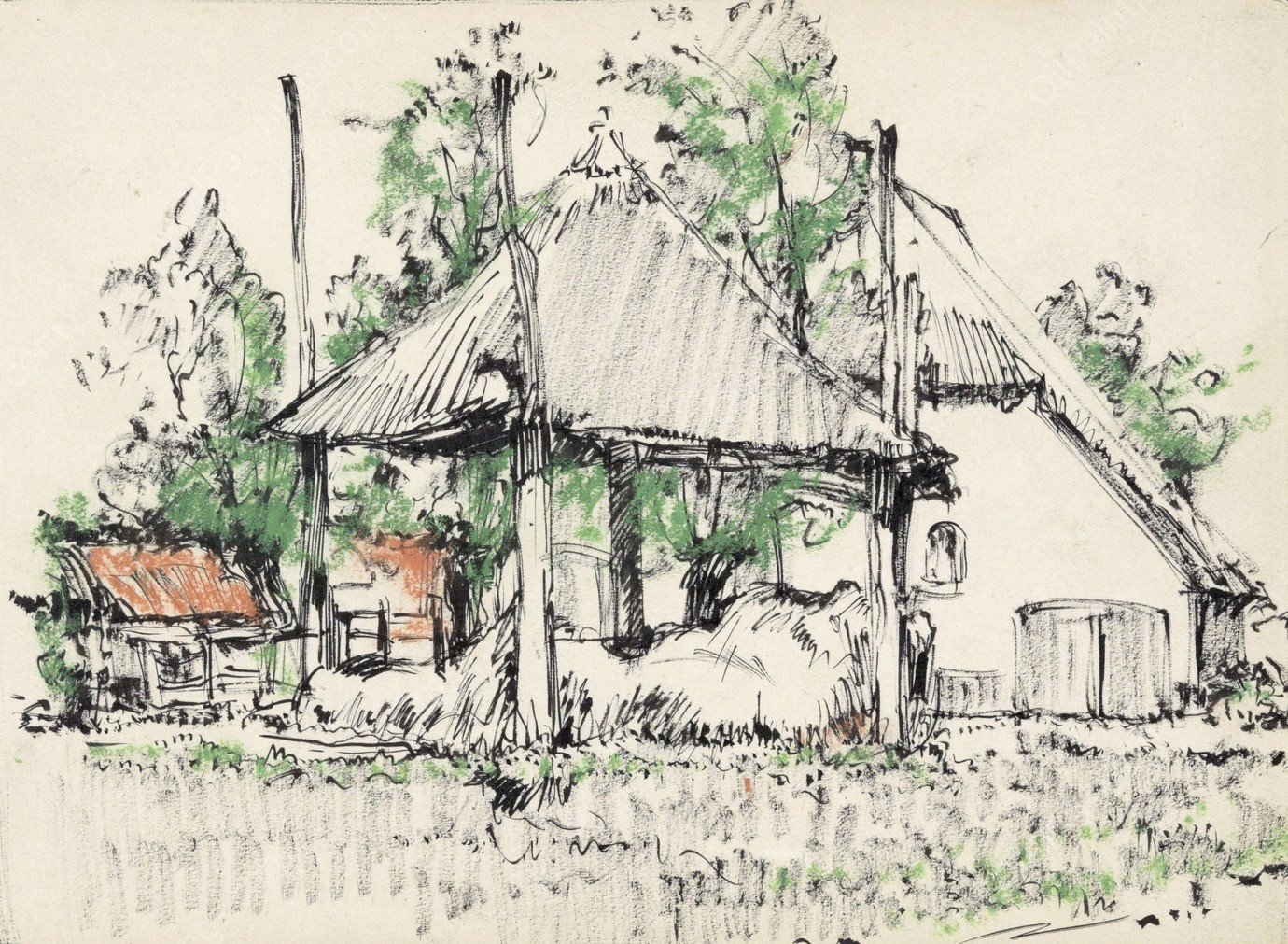 Hooiberg op boerenerf  by Dick Ket - Hand-Painted Oil Painting Reproduction