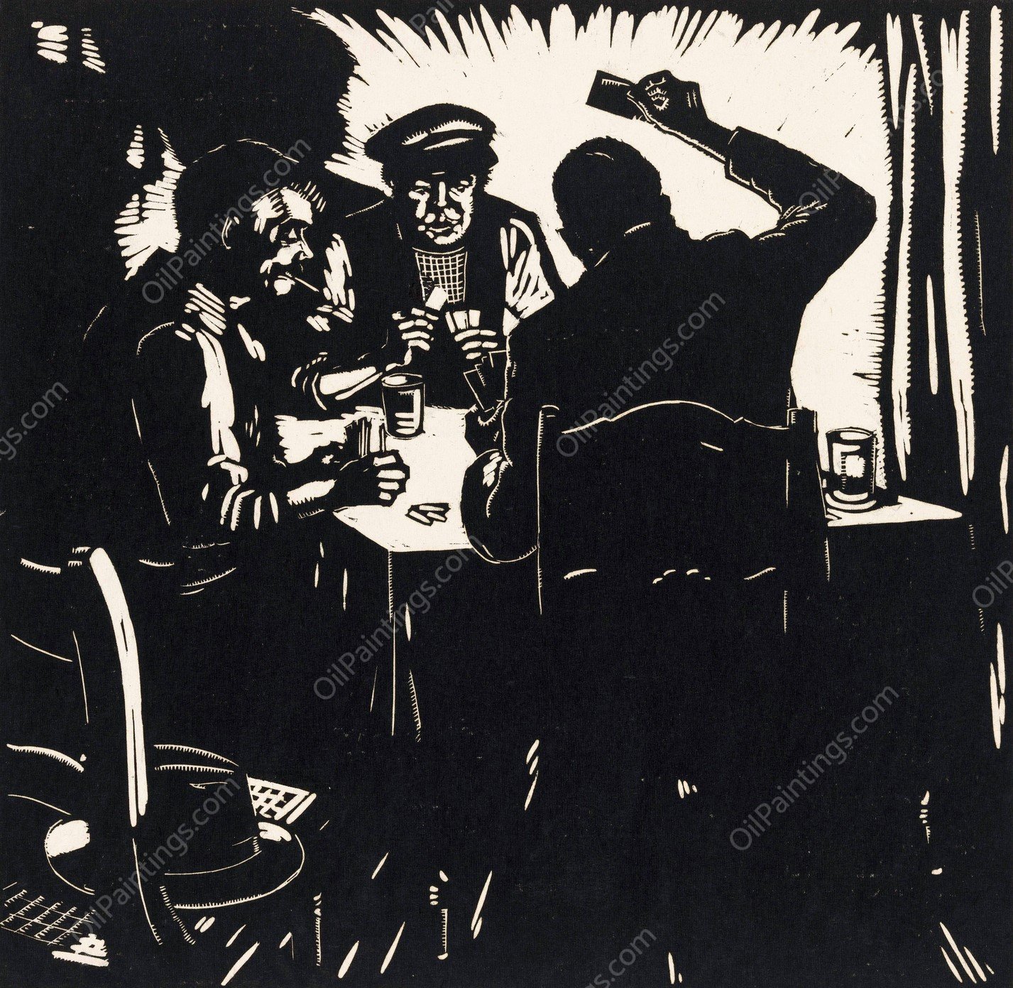 Kaartspelers  by Dick Ket - Hand-Painted Oil Painting Reproduction