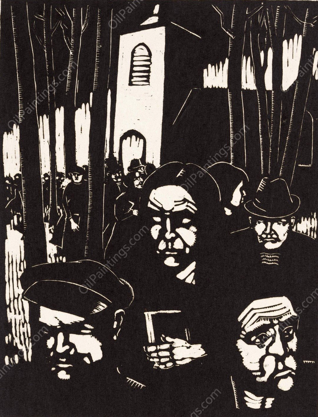 Kerkgangers  by Dick Ket - Hand-Painted Oil Painting Reproduction