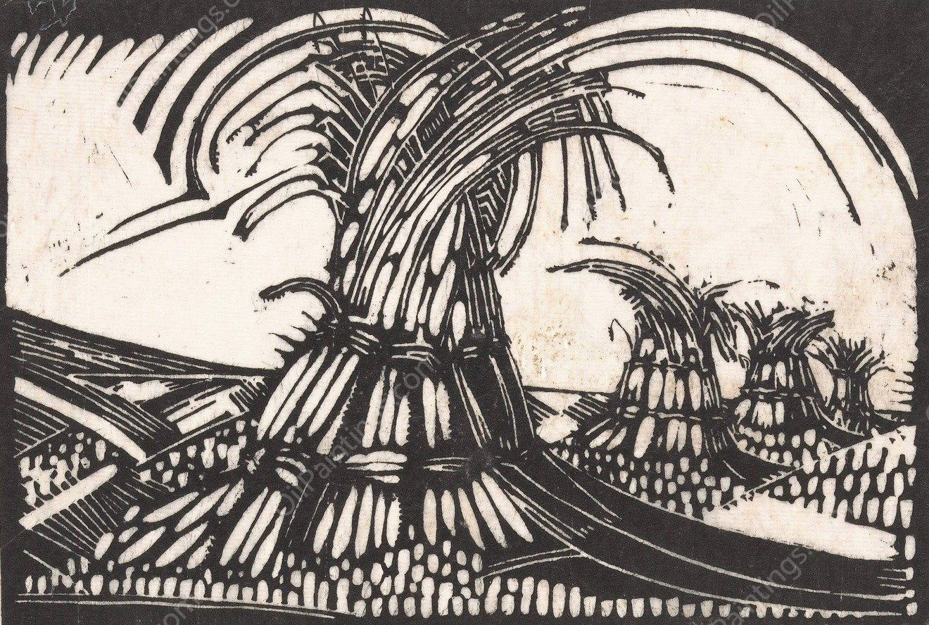 Korenschoven te Ede  by Dick Ket - Hand-Painted Oil Painting Reproduction