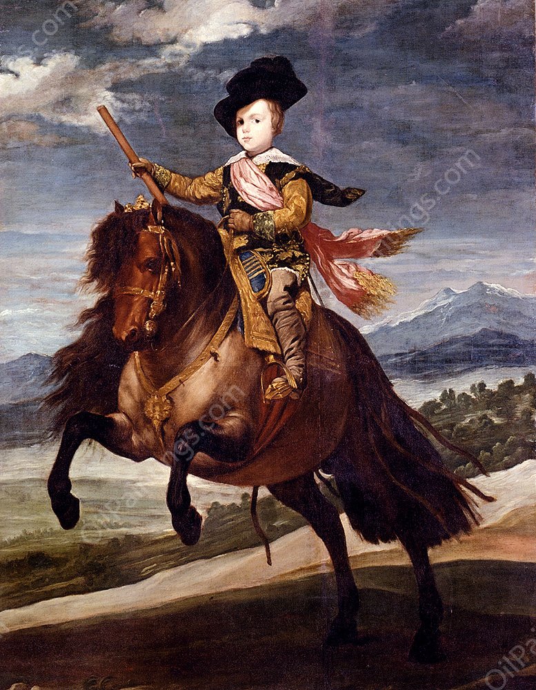 Equestrian Portrait Of Balthasar Carlos by Diego Velazquez - Hand-Painted Oil Painting Reproduction