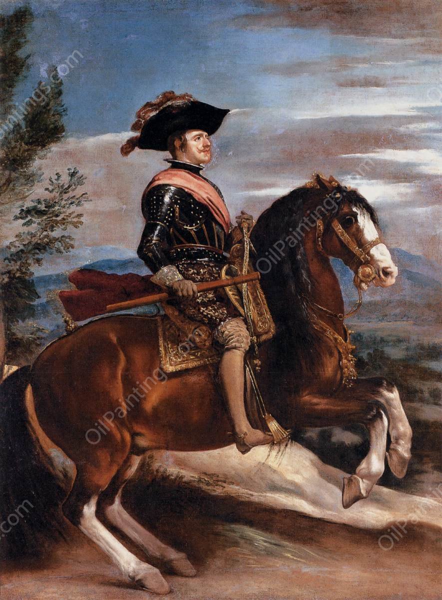 Portrait of Philip IV of Spain on Horseback by Diego Velazquez - Hand-Painted Oil Painting Reproduction