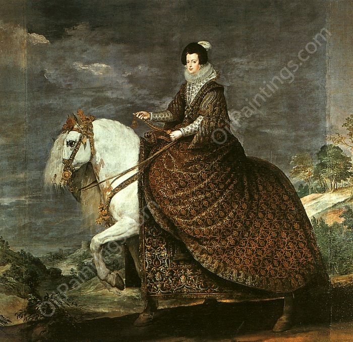 Queen Isabel of Bourbon Equestrian by Diego Velazquez - Hand-Painted Oil Painting Reproduction