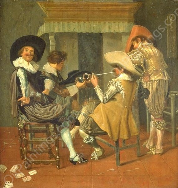 Herrengesellschaft am Kamin by Dirck Hals - Hand-Painted Oil Painting Reproduction