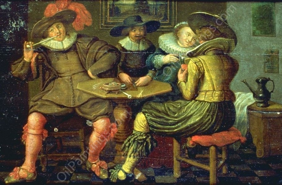 Interieur mit Tischgesellschaft by Dirck Hals - Hand-Painted Oil Painting Reproduction