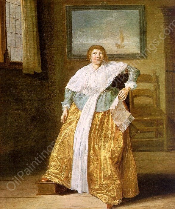 Seated Woman with a Letter by Dirck Hals - Hand-Painted Oil Painting Reproduction