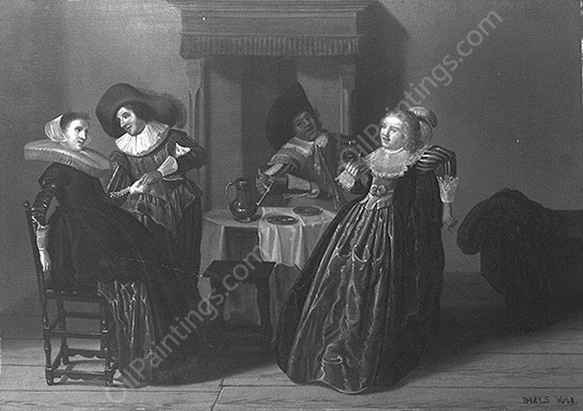 Zwei Paare by Dirck Hals - Hand-Painted Oil Painting Reproduction