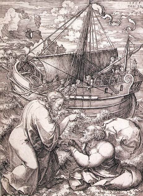 Christ Rescuing St Peter from the Sea by Dirck Jacobsz Vellert - Hand-Painted Oil Painting Reproduction