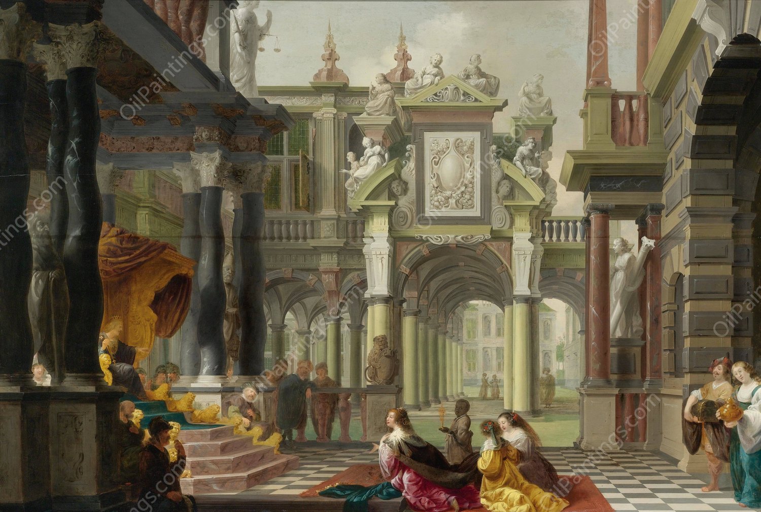 Solomon Receiving The Queen Of Sheba  by Dirck Van Delen - Hand-Painted Oil Painting Reproduction