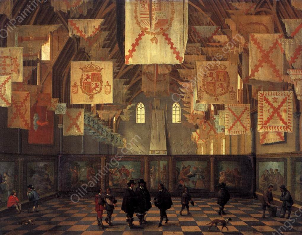 The Great Hall of the Binnenhof in The Hague by Dirck Van Delen - Hand-Painted Oil Painting Reproduction