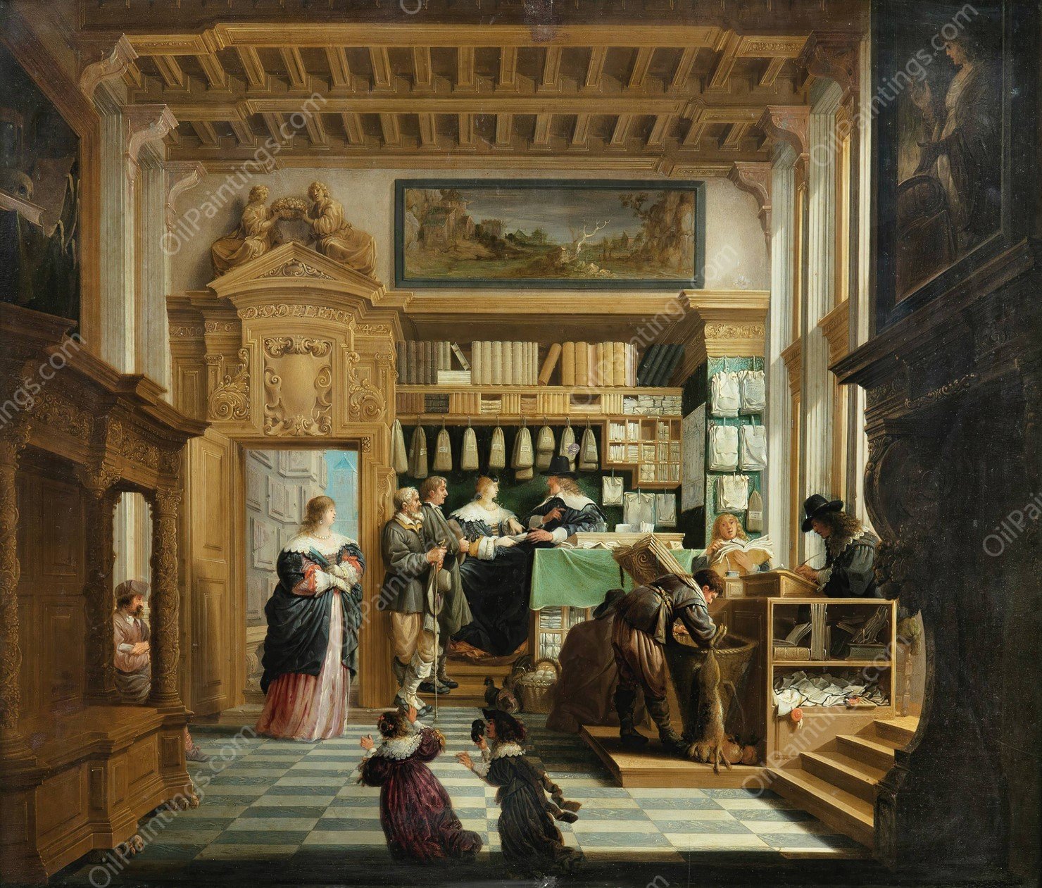 The lawyer's cabinet  by Dirck Van Delen - Hand-Painted Oil Painting Reproduction