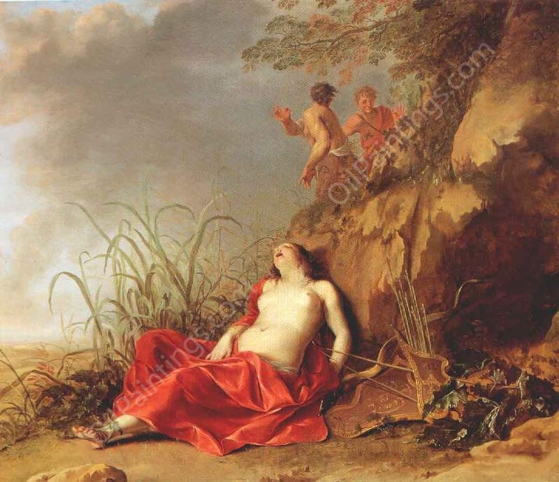 Sleeping Nymph by Dirck Van Der Lisse - Hand-Painted Oil Painting Reproduction