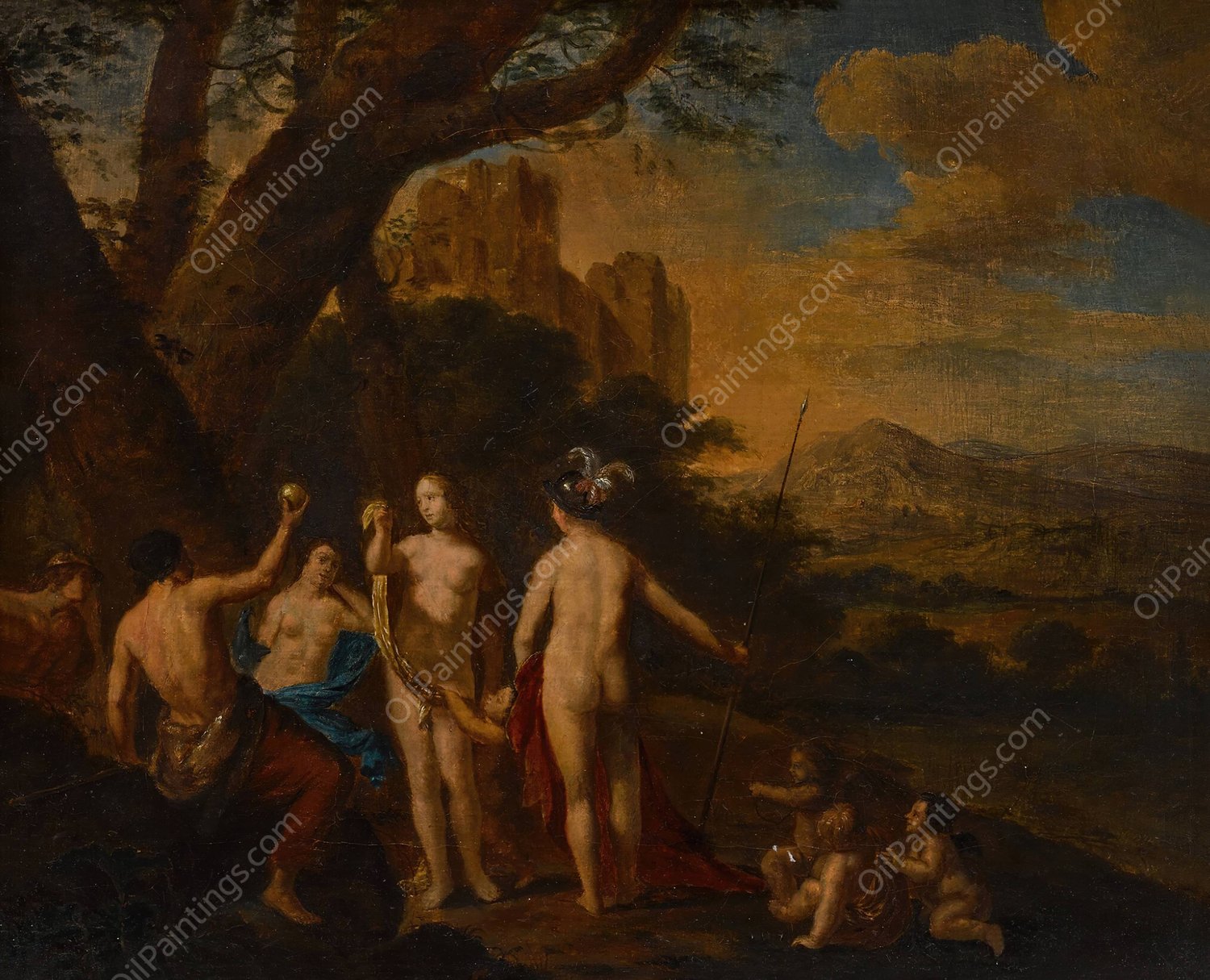 The Judgment of Paris by Dirck Van Der Lisse - Hand-Painted Oil Painting Reproduction