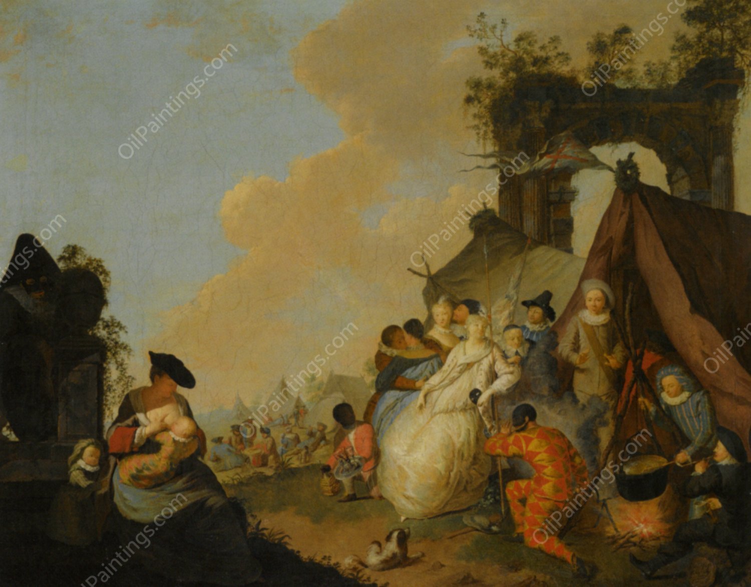 A Village Kermesse with Peasants Dancing by Dirk Langendijk - Hand-Painted Oil Painting Reproduction