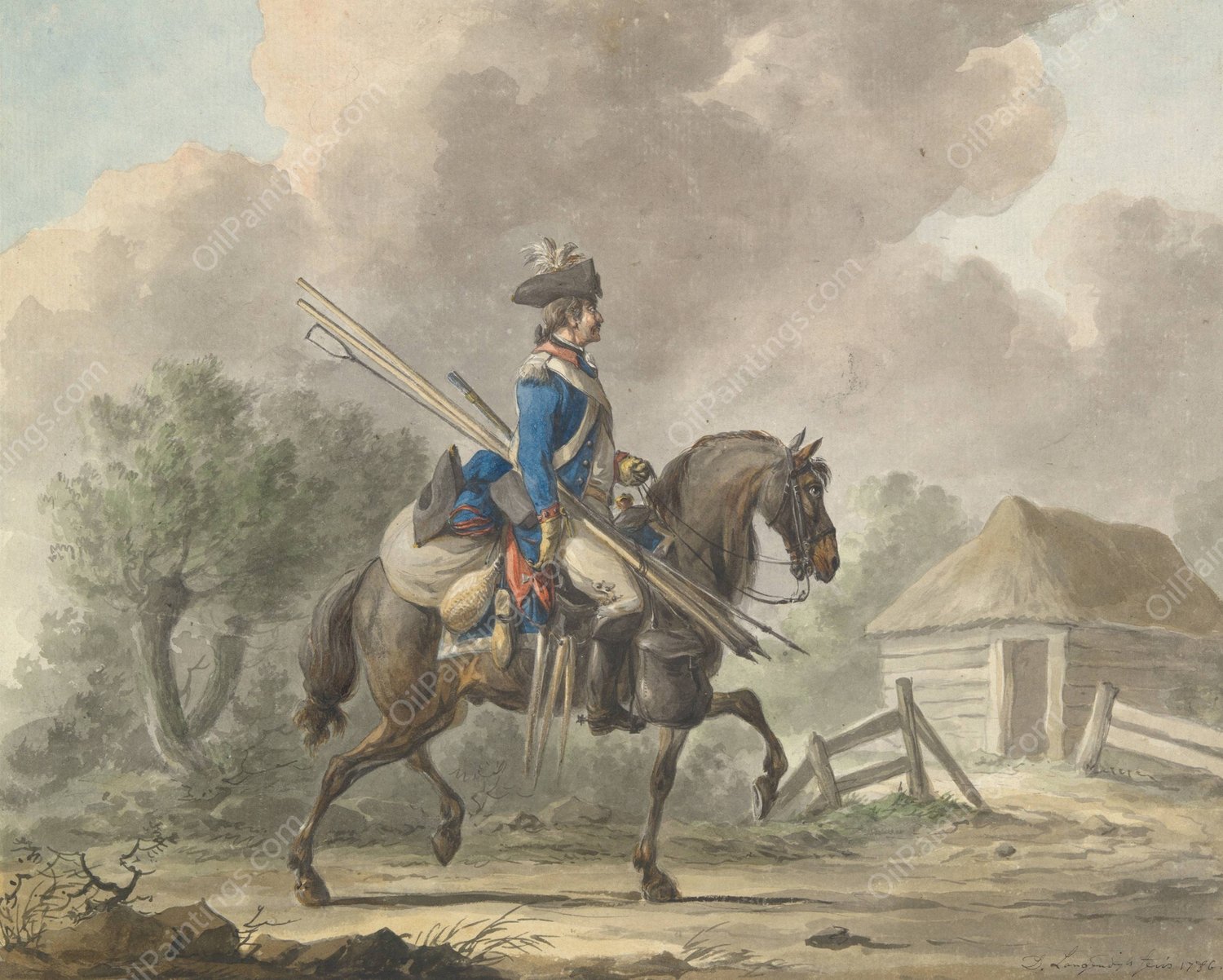 Dutch Dragoon of the General Guard  by Dirk Langendijk - Hand-Painted Oil Painting Reproduction