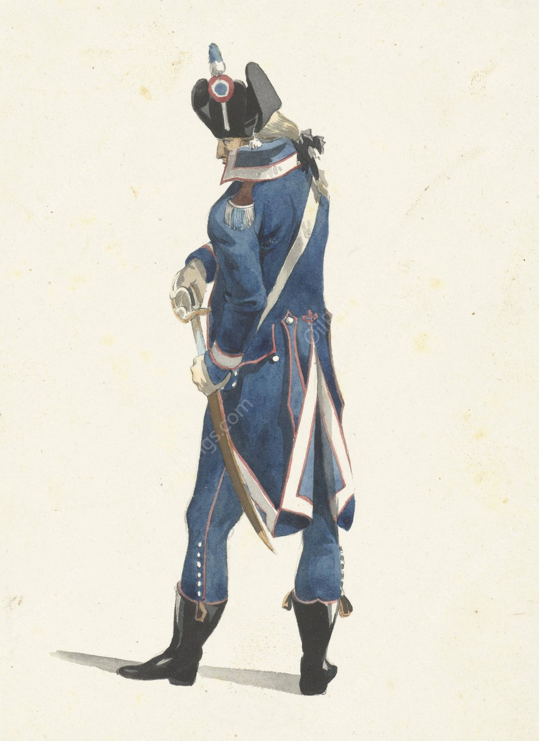 Militair die zijn sabel trekt  by Dirk Langendijk - Hand-Painted Oil Painting Reproduction