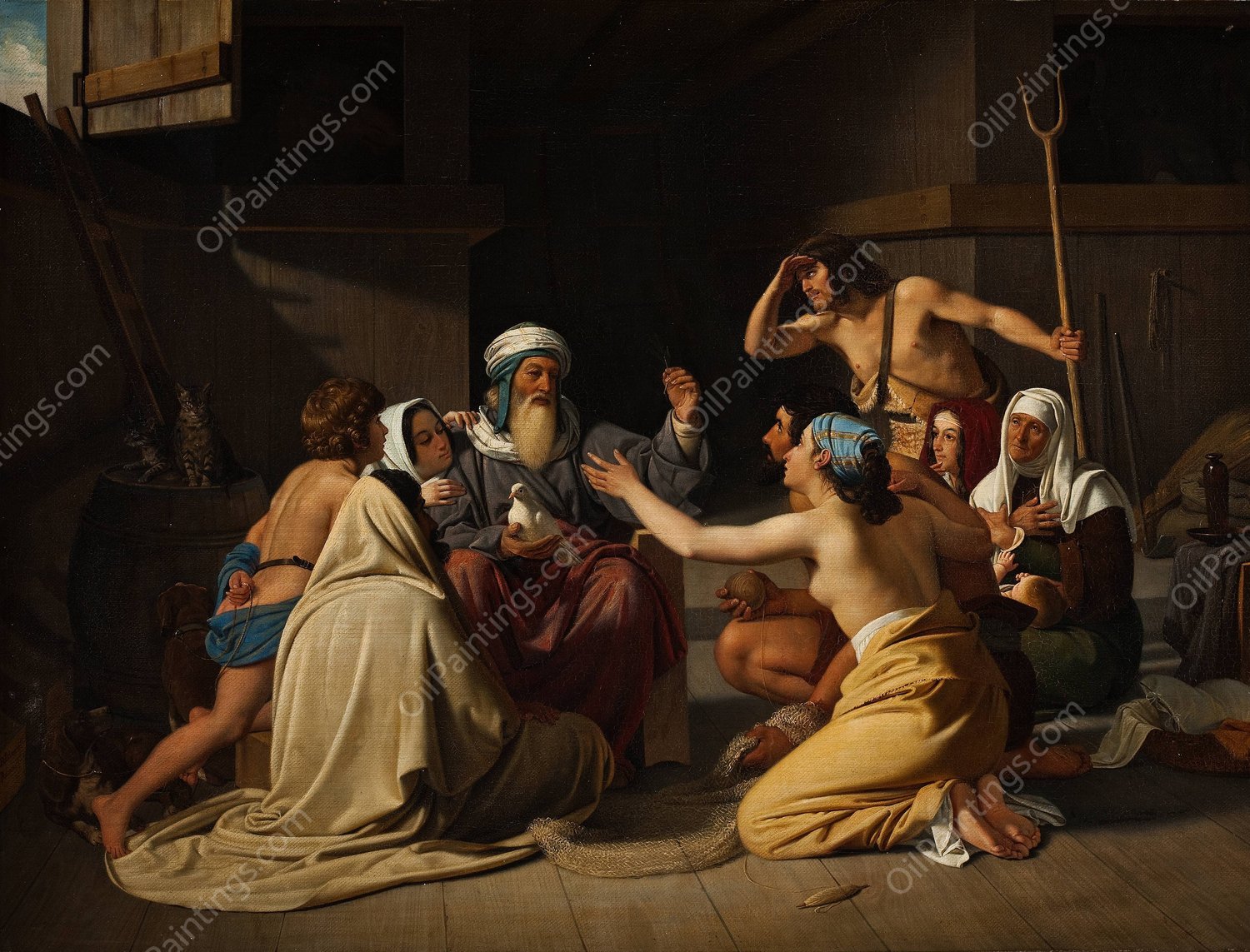 Noah And His Family In The Ark  by Ditlev Blunck - Hand-Painted Oil Painting Reproduction